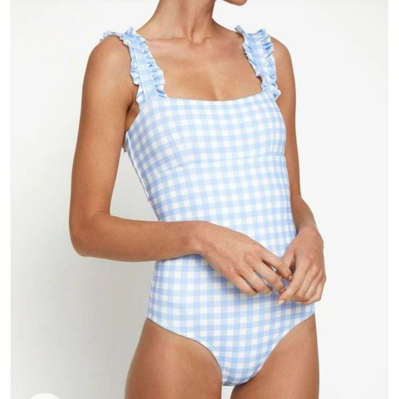 Ephemera Other - EPHEMERA Sky Gingham Ruffle One Piece Blue White